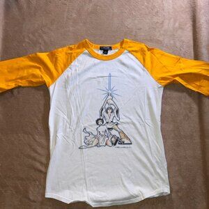 Star Wars Sport Tek Sz Small Graphic Sports Tee Cream Mustard 3/4‎ Sleeve (S)